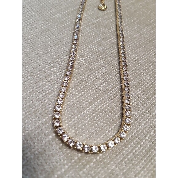 NWT Baublebar Bennett Clear CZ 18k Gold Plated Silver Tennis Necklace 16-19" - Picture 1 of 5